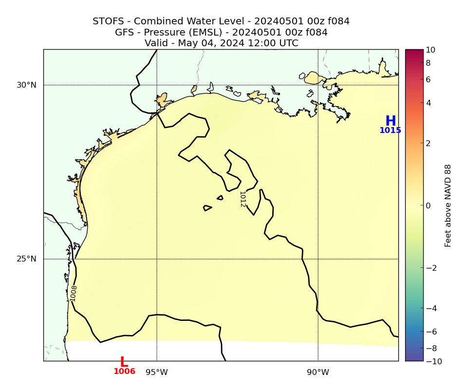 STOFS 84 Hour Total Water Level image (ft)