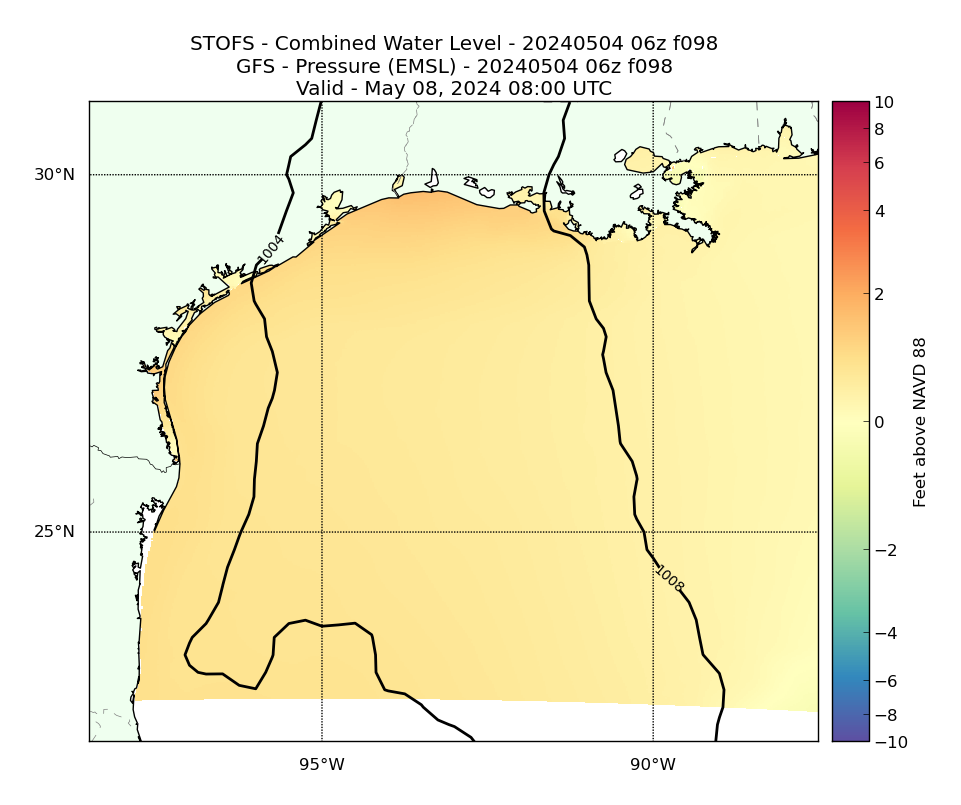 STOFS 98 Hour Total Water Level image (ft)