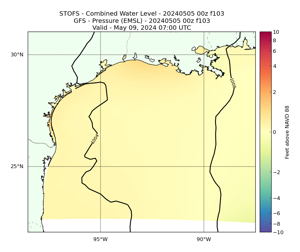 STOFS 103 Hour Total Water Level image (ft)