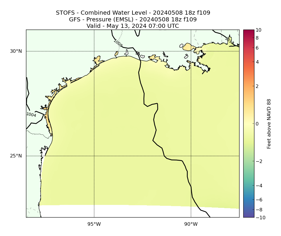 STOFS 109 Hour Total Water Level image (ft)
