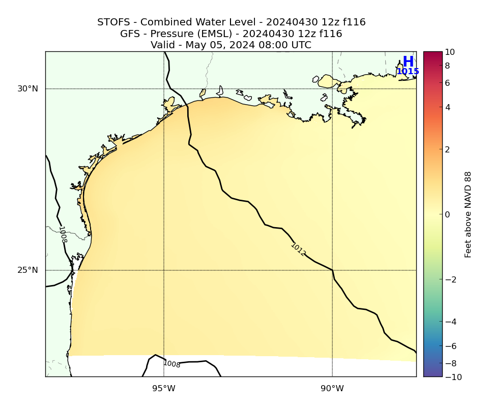 STOFS 116 Hour Total Water Level image (ft)