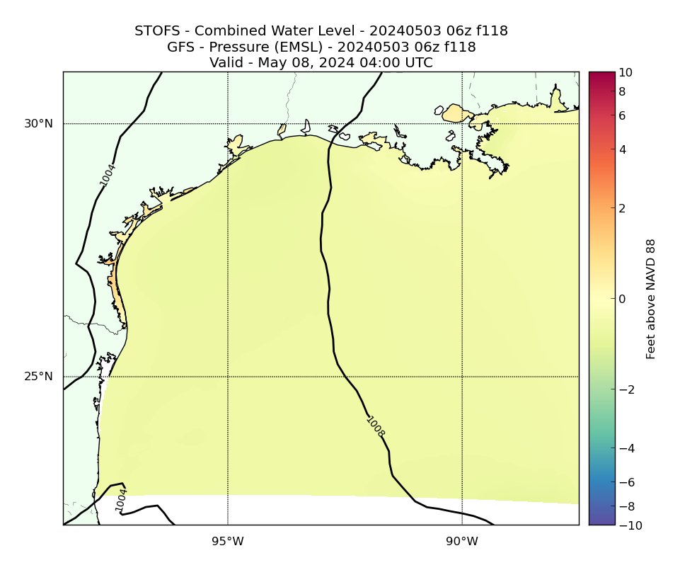 STOFS 118 Hour Total Water Level image (ft)