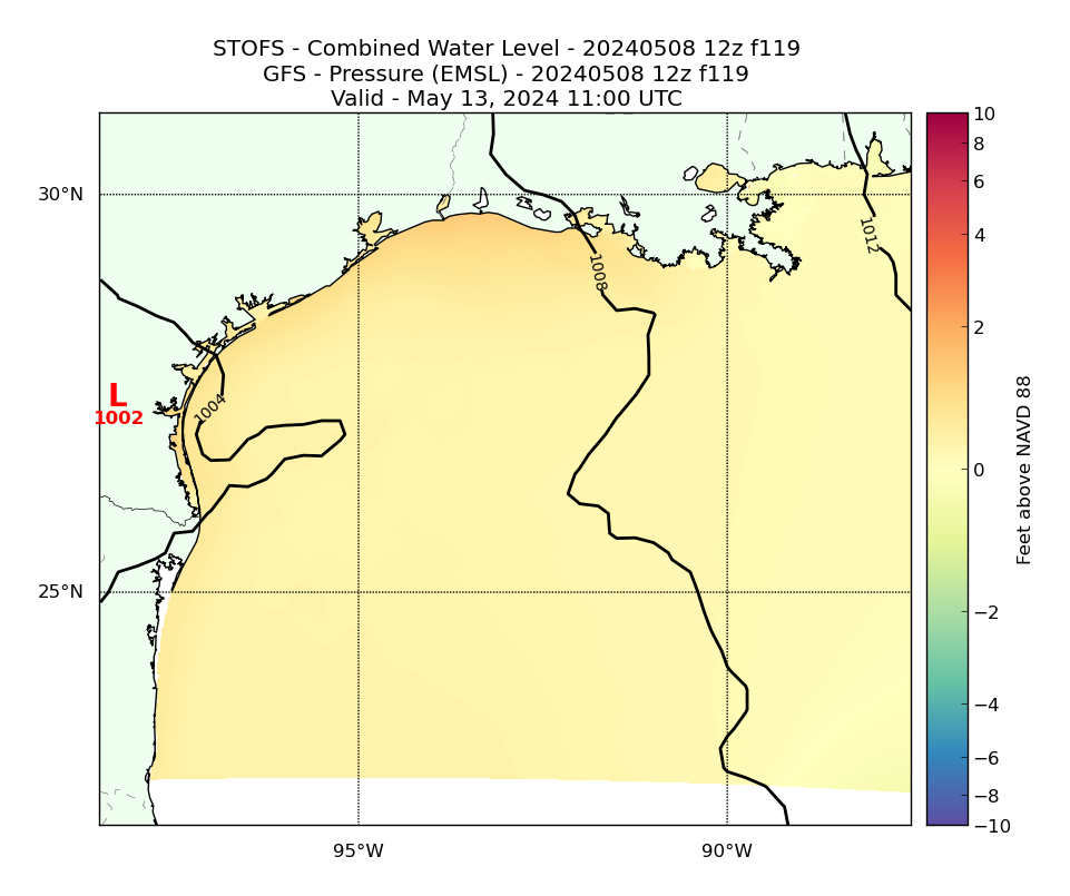 STOFS 119 Hour Total Water Level image (ft)