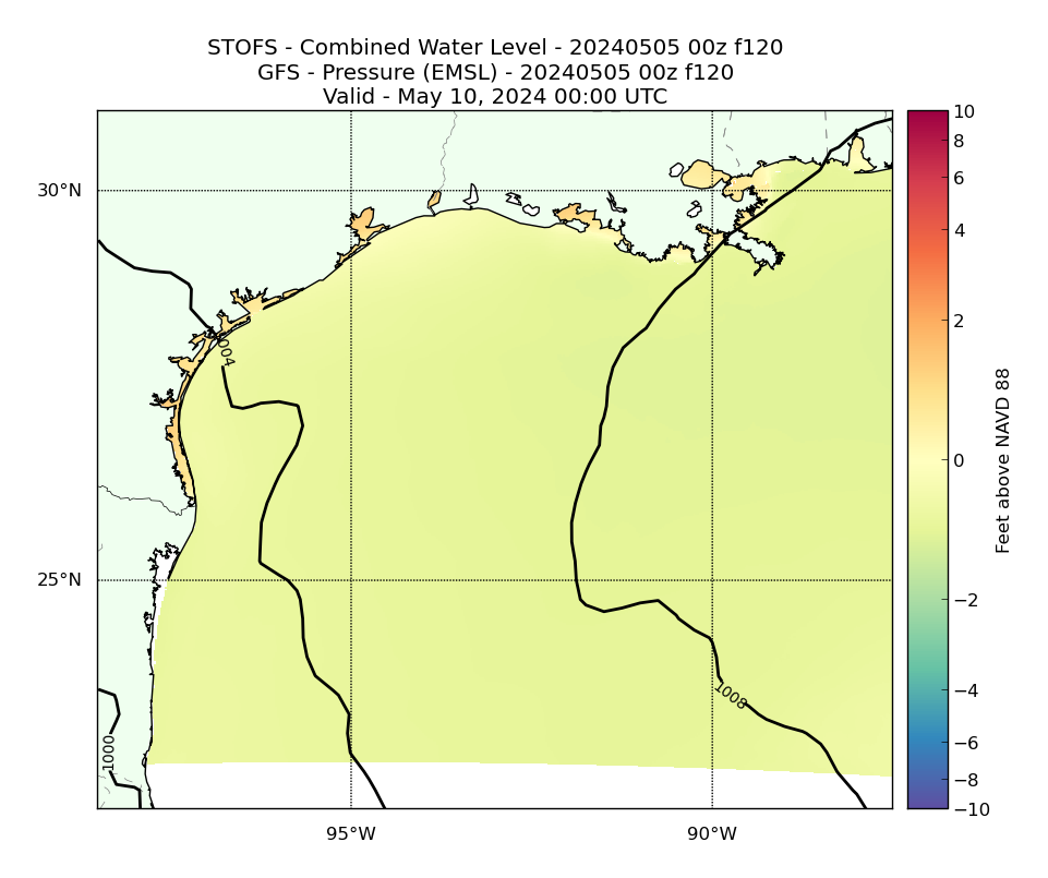 STOFS 120 Hour Total Water Level image (ft)