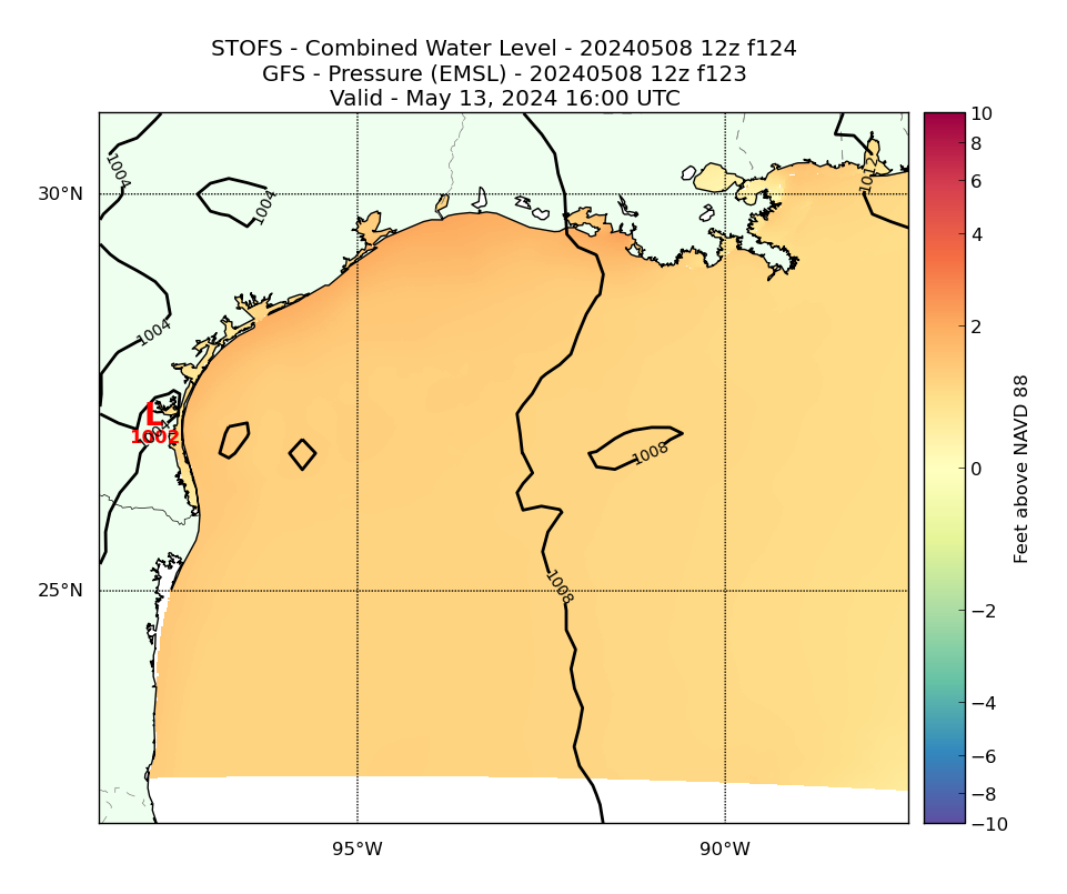 STOFS 124 Hour Total Water Level image (ft)