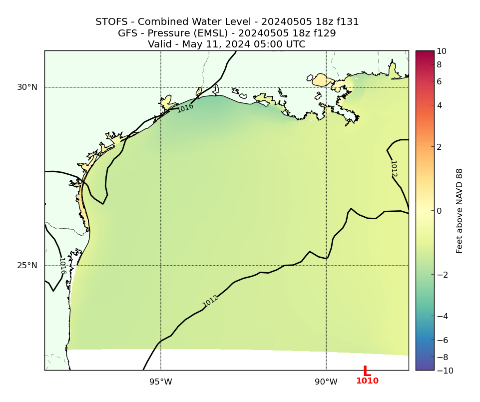 STOFS 131 Hour Total Water Level image (ft)