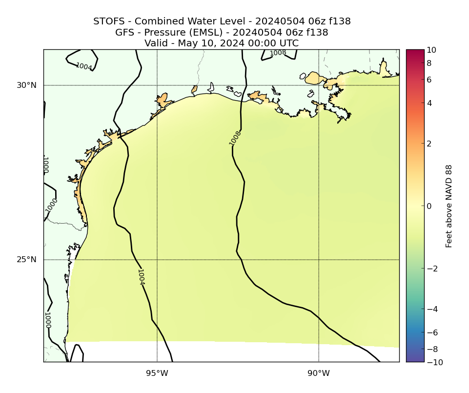 STOFS 138 Hour Total Water Level image (ft)