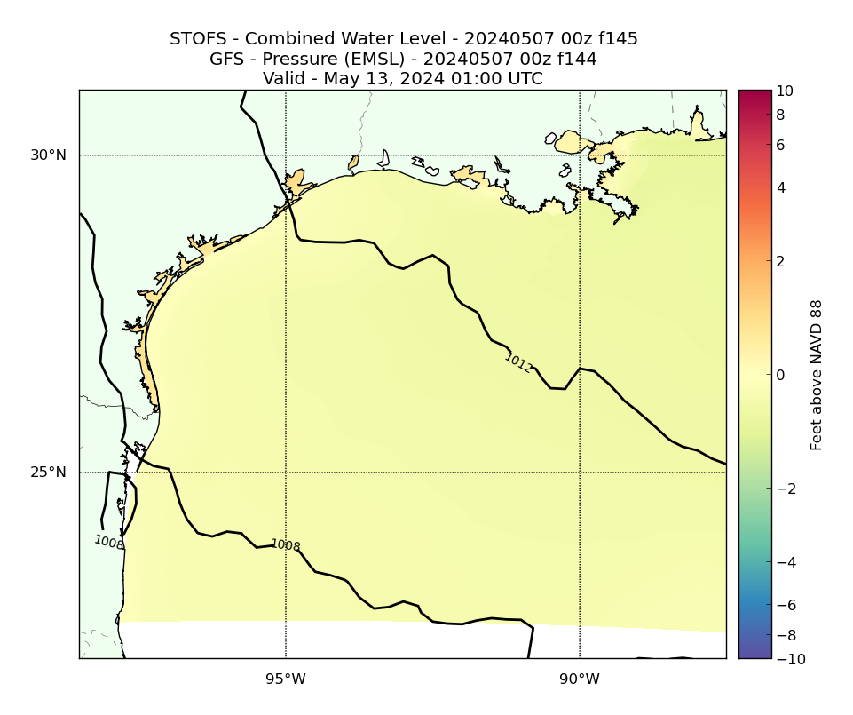STOFS 145 Hour Total Water Level image (ft)