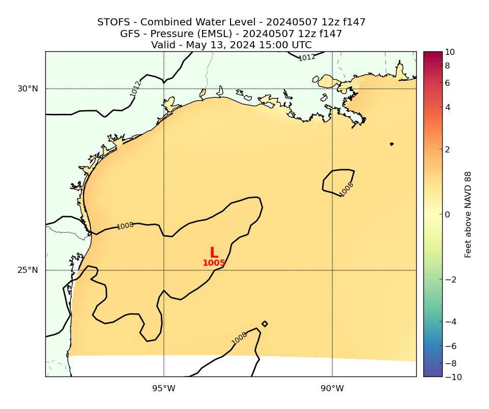 STOFS 147 Hour Total Water Level image (ft)