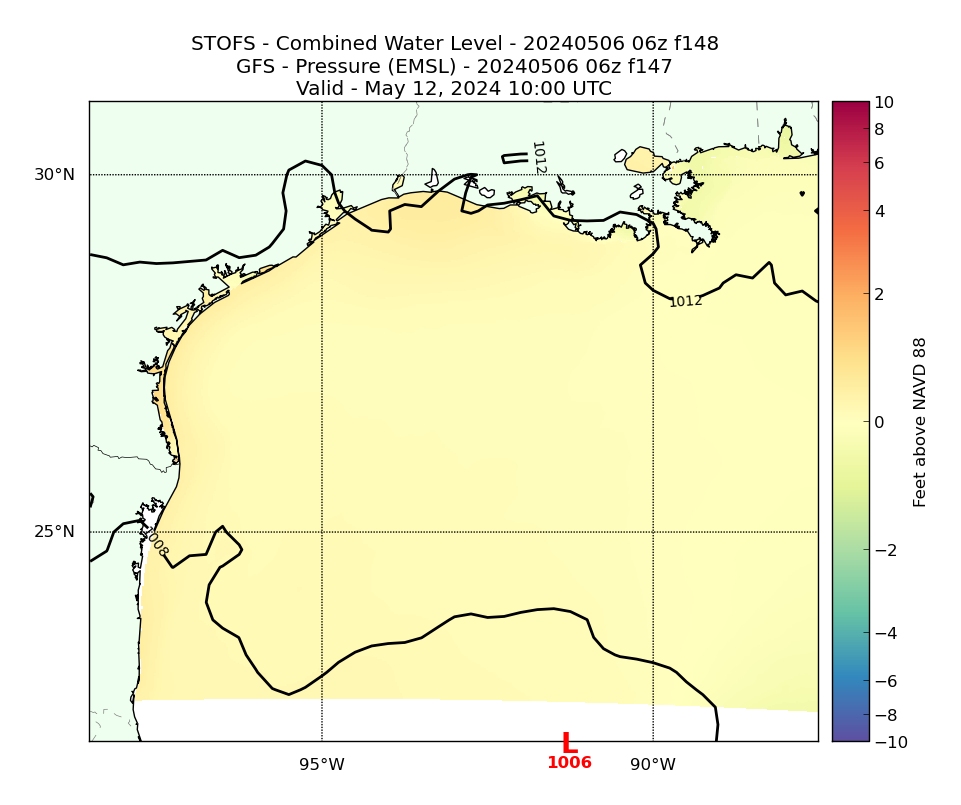 STOFS 148 Hour Total Water Level image (ft)