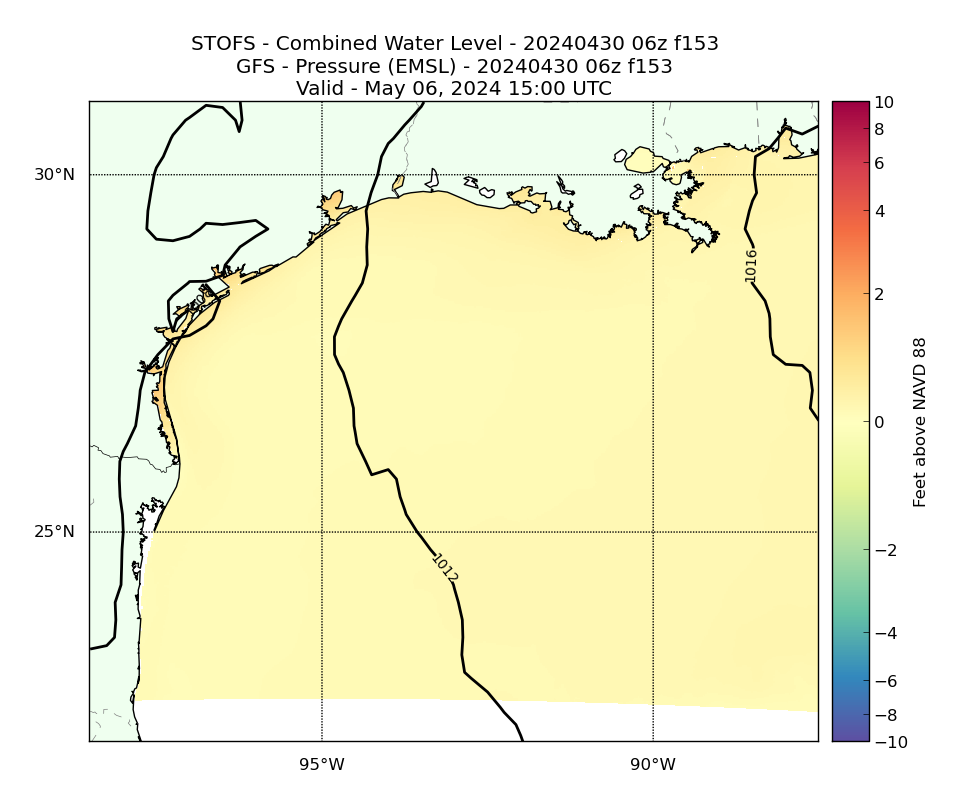 STOFS 153 Hour Total Water Level image (ft)