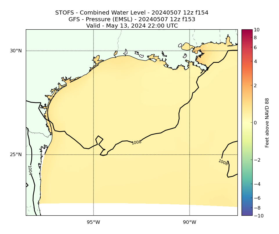 STOFS 154 Hour Total Water Level image (ft)