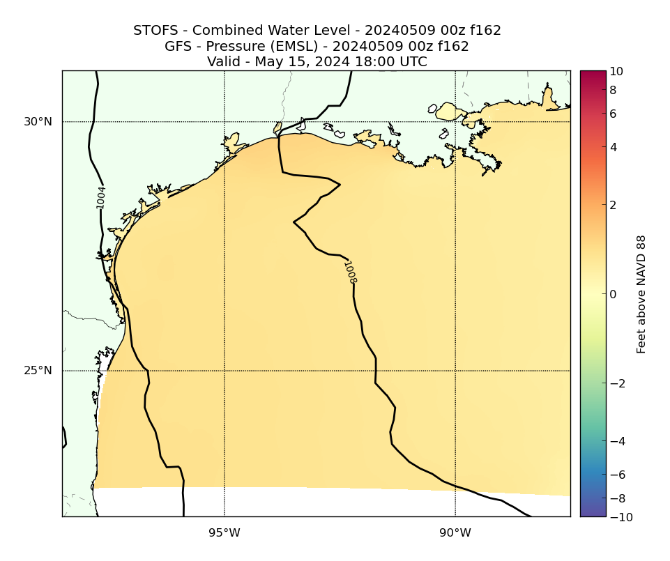 STOFS 162 Hour Total Water Level image (ft)
