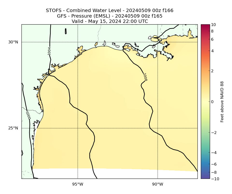STOFS 166 Hour Total Water Level image (ft)