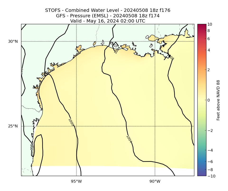 STOFS 176 Hour Total Water Level image (ft)