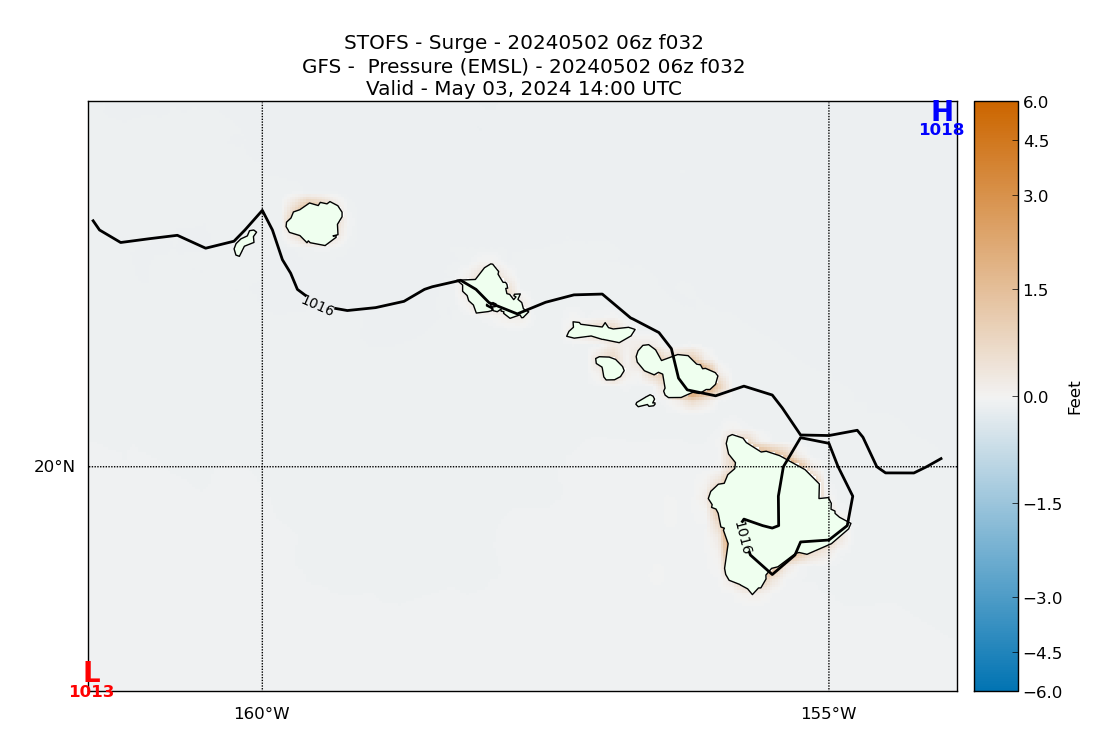 STOFS 32 Hour Storm Surge image (ft)