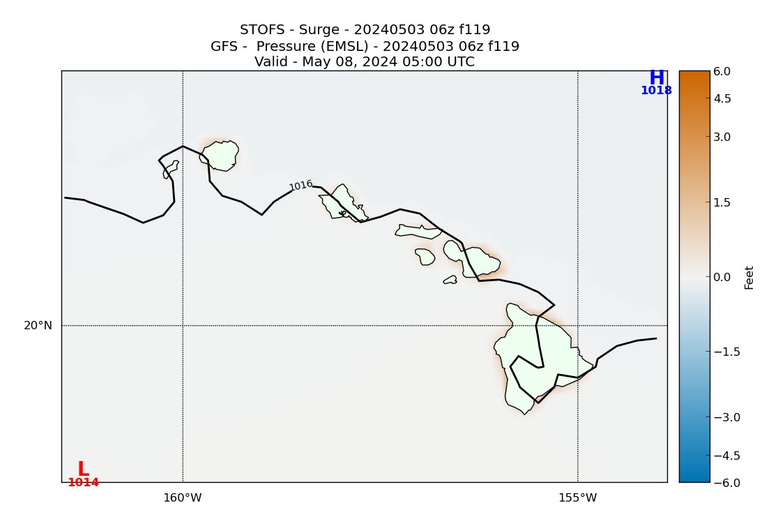 STOFS 119 Hour Storm Surge image (ft)