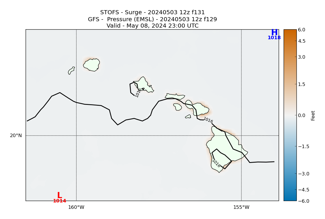 STOFS 131 Hour Storm Surge image (ft)