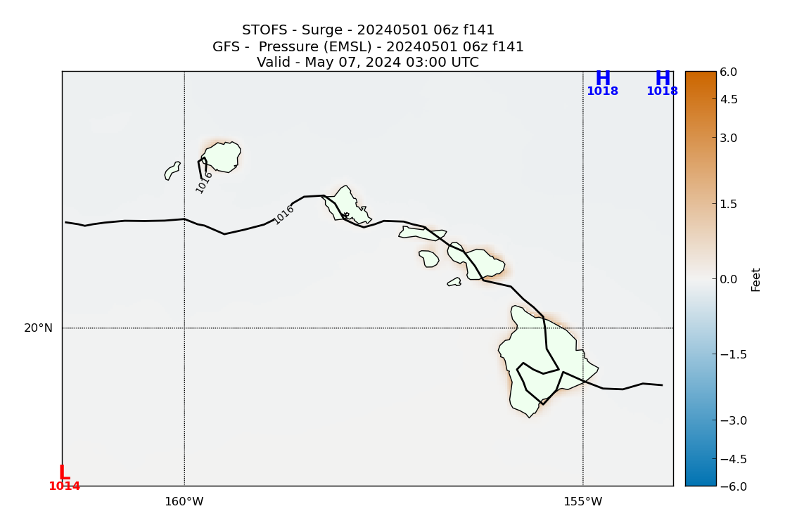 STOFS 141 Hour Storm Surge image (ft)