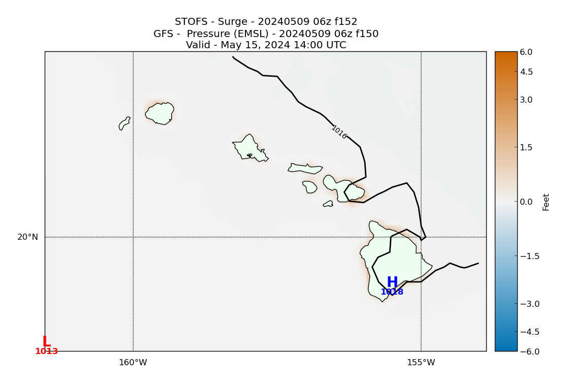 STOFS 152 Hour Storm Surge image (ft)
