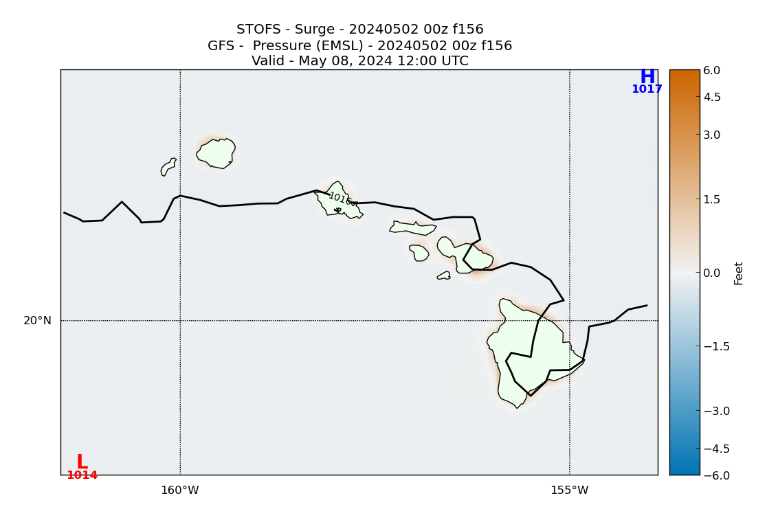 STOFS 156 Hour Storm Surge image (ft)