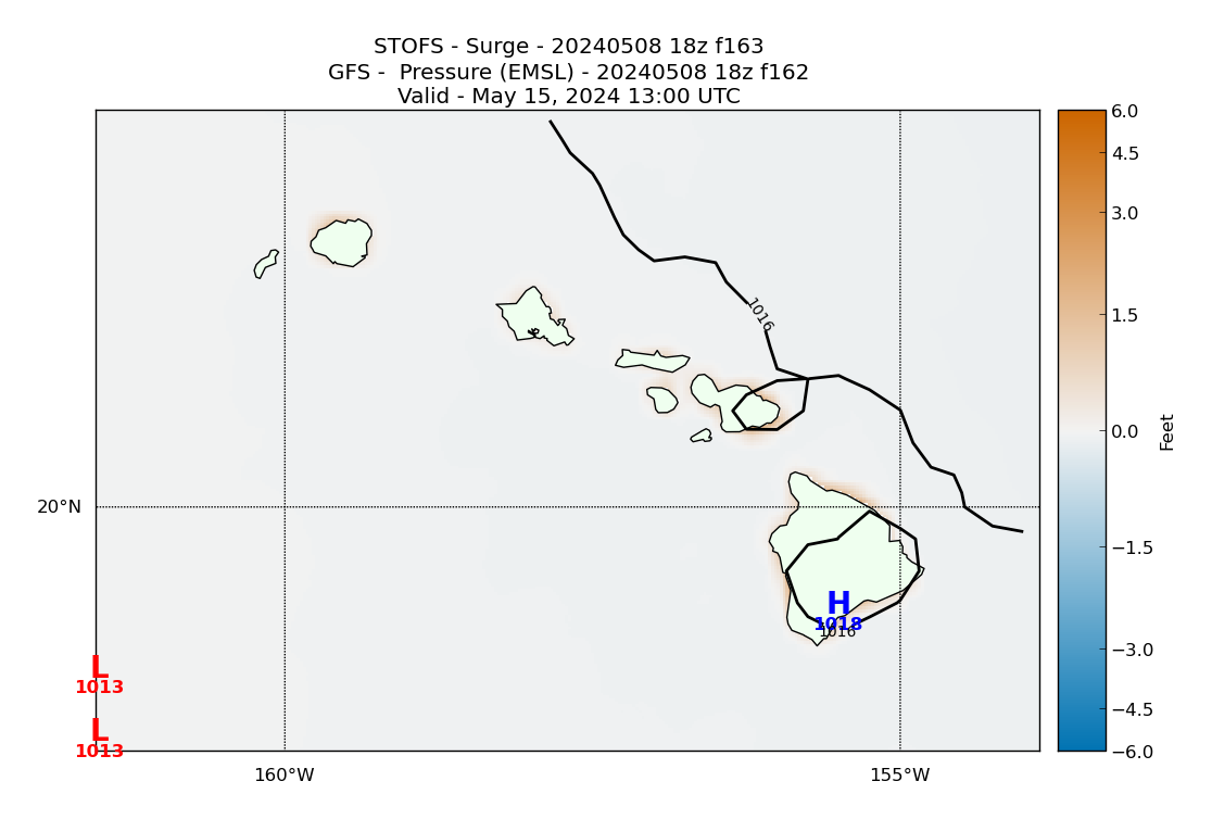 STOFS 163 Hour Storm Surge image (ft)