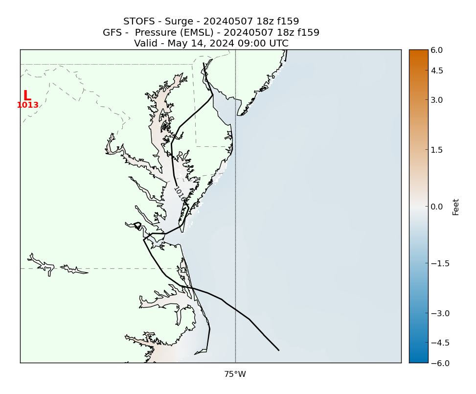 STOFS 159 Hour Storm Surge image (ft)