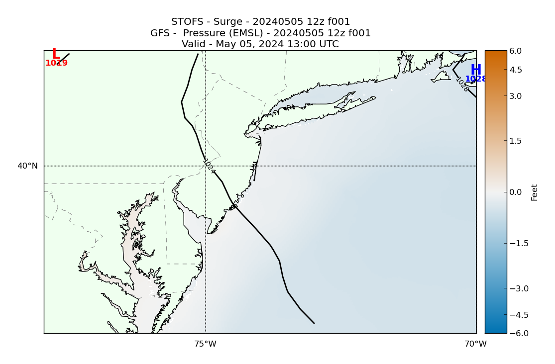 STOFS 1 Hour Storm Surge image (ft)