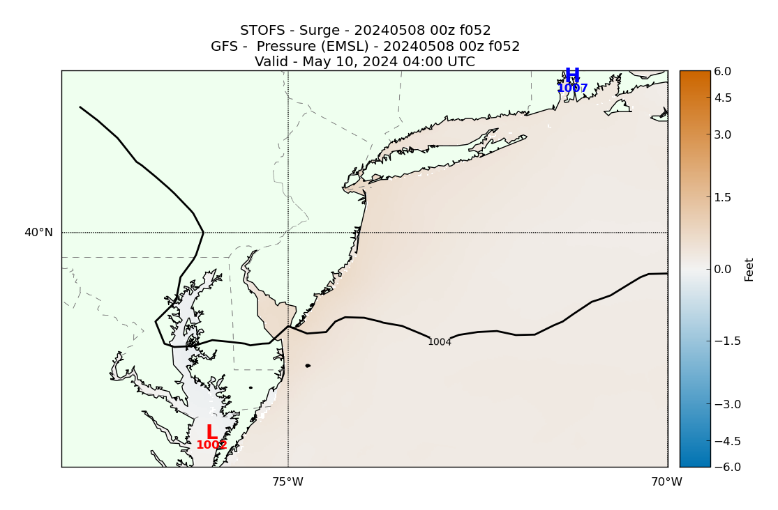 STOFS 52 Hour Storm Surge image (ft)