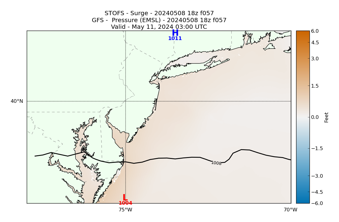 STOFS 57 Hour Storm Surge image (ft)
