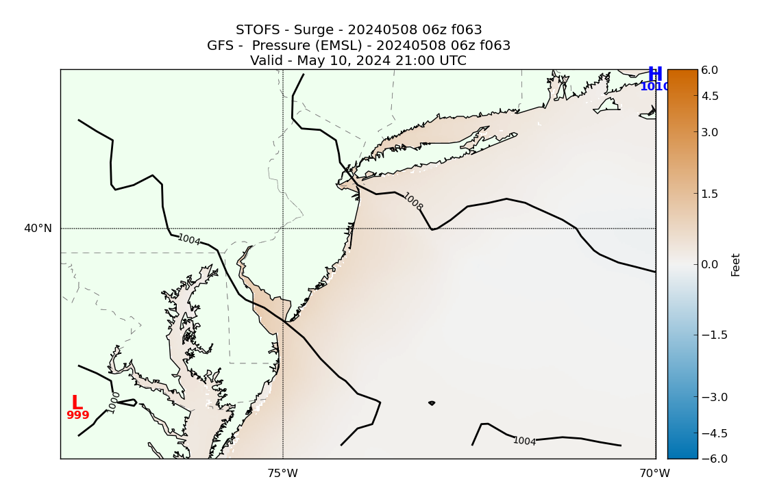 STOFS 63 Hour Storm Surge image (ft)