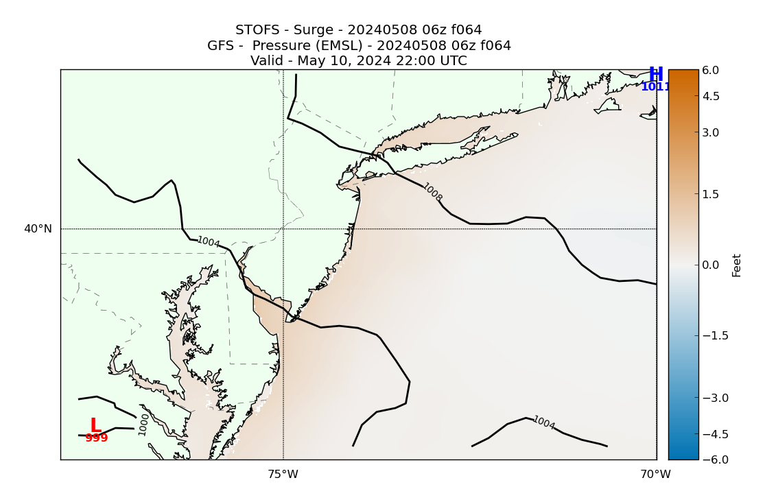 STOFS 64 Hour Storm Surge image (ft)
