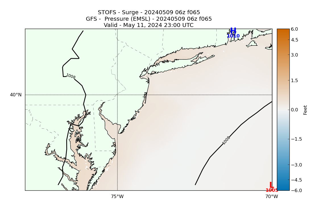 STOFS 65 Hour Storm Surge image (ft)