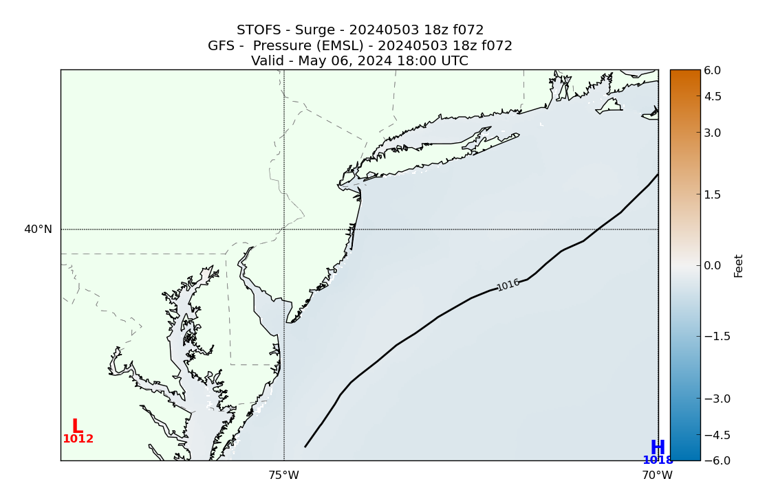 STOFS 72 Hour Storm Surge image (ft)
