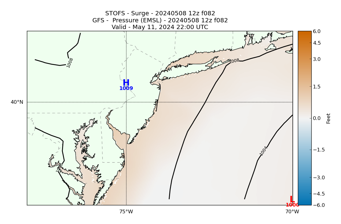 STOFS 82 Hour Storm Surge image (ft)