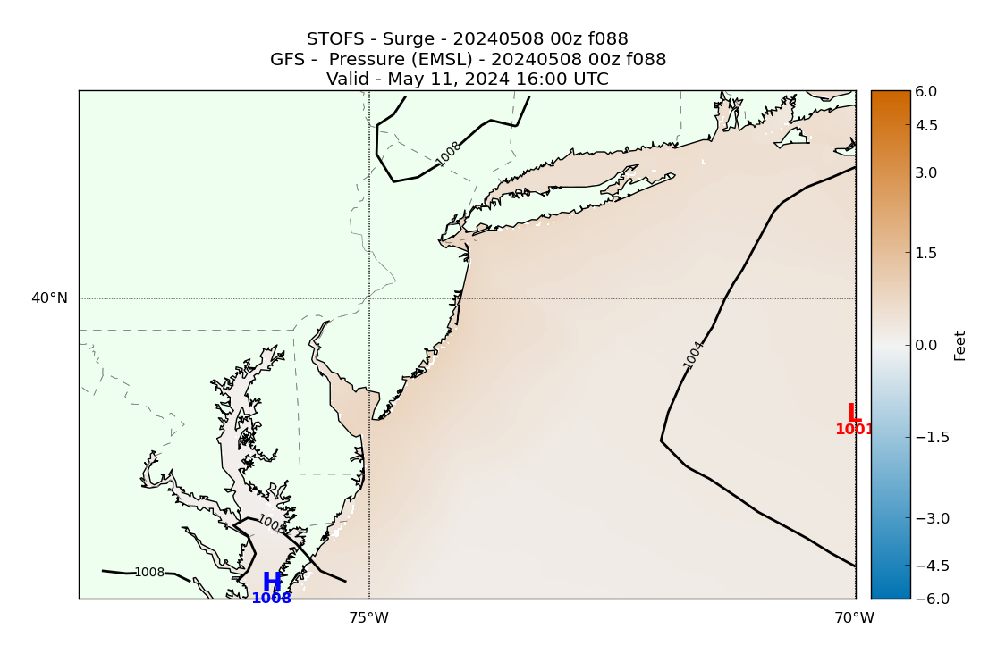STOFS 88 Hour Storm Surge image (ft)