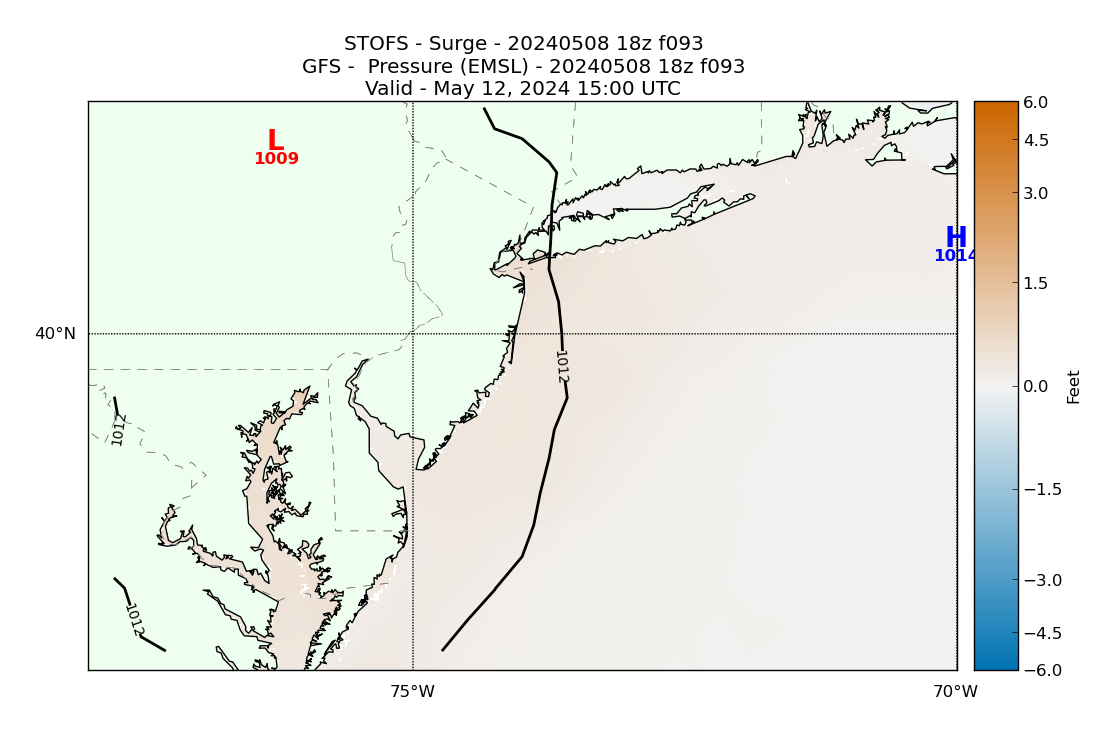 STOFS 93 Hour Storm Surge image (ft)