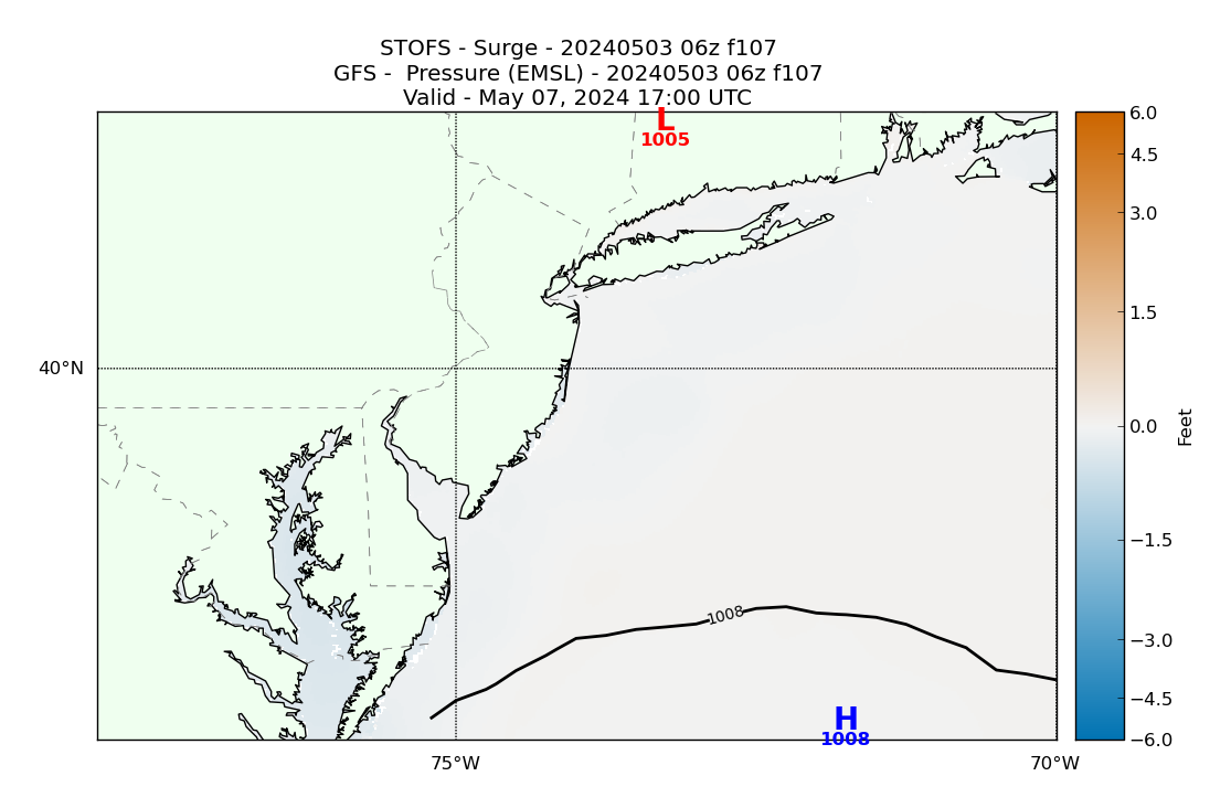 STOFS 107 Hour Storm Surge image (ft)