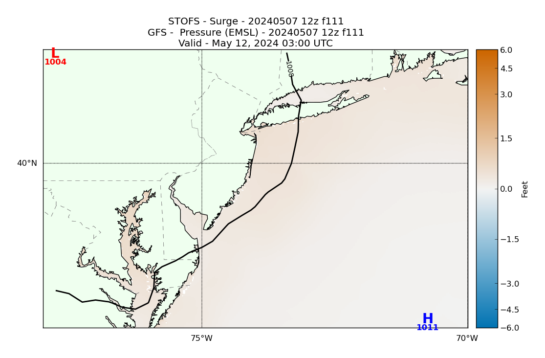 STOFS 111 Hour Storm Surge image (ft)
