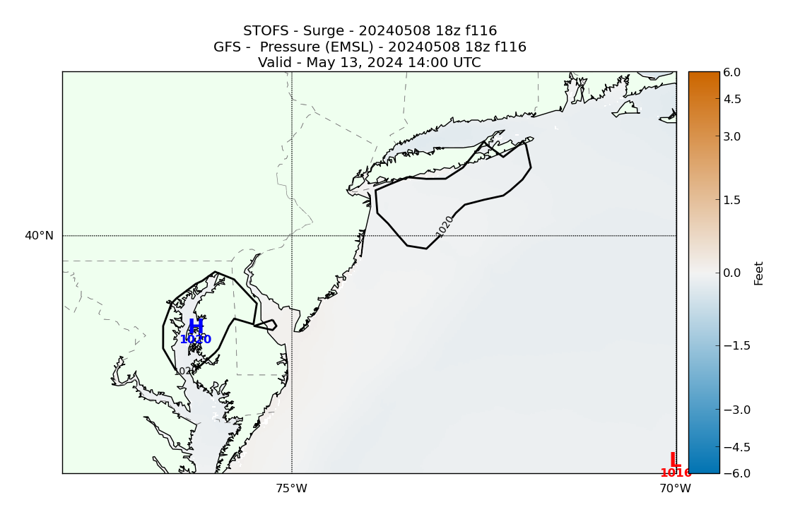 STOFS 116 Hour Storm Surge image (ft)