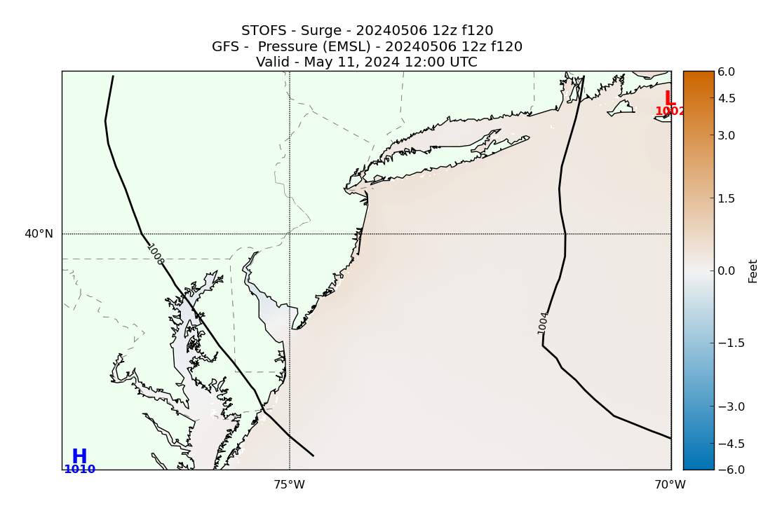 STOFS 120 Hour Storm Surge image (ft)