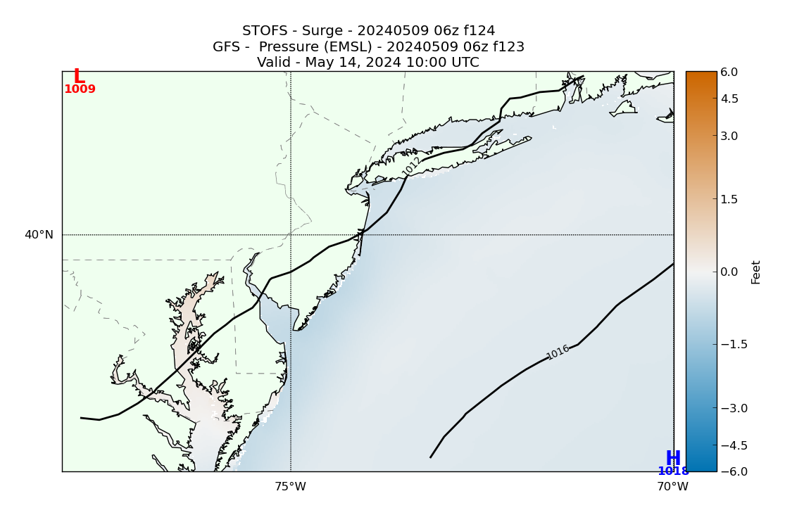 STOFS 124 Hour Storm Surge image (ft)