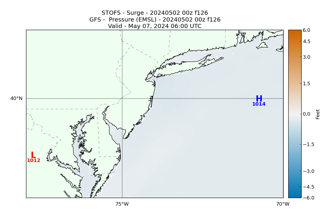 STOFS 126 Hour Storm Surge image (ft)