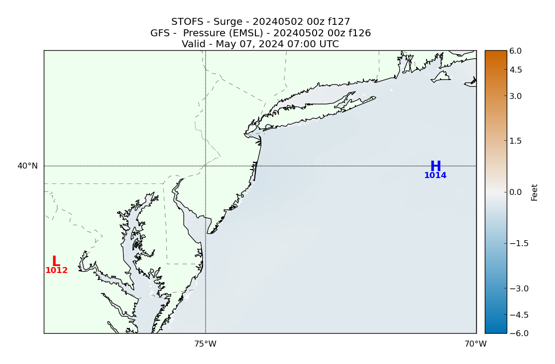 STOFS 127 Hour Storm Surge image (ft)