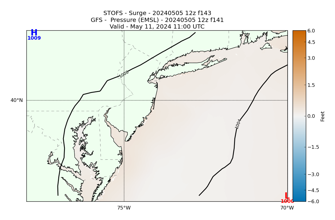 STOFS 143 Hour Storm Surge image (ft)