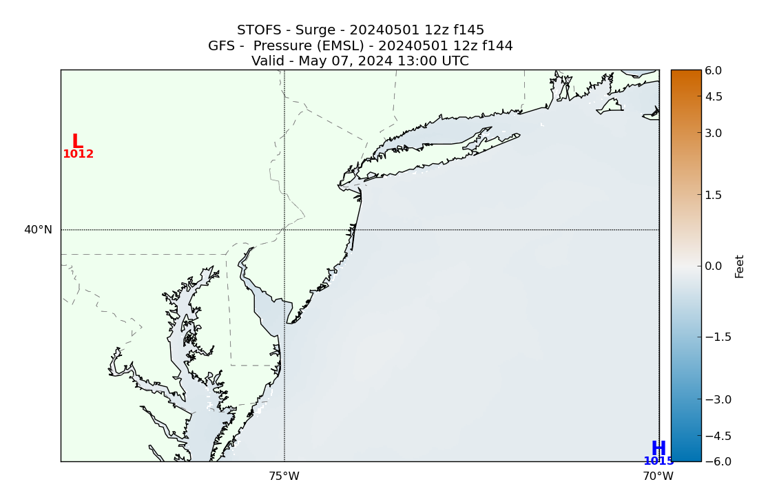 STOFS 145 Hour Storm Surge image (ft)