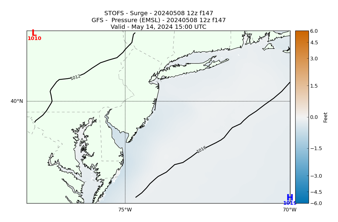 STOFS 147 Hour Storm Surge image (ft)