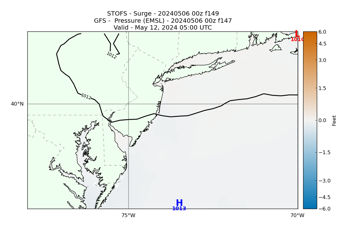 STOFS 149 Hour Storm Surge image (ft)