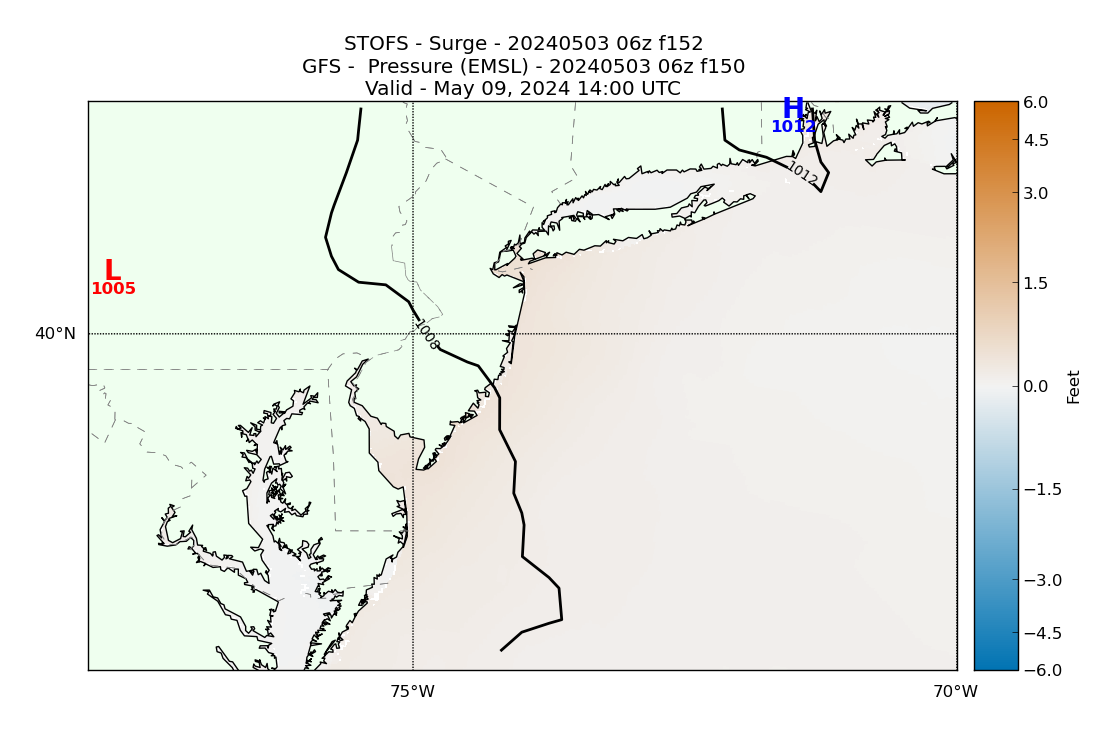 STOFS 152 Hour Storm Surge image (ft)