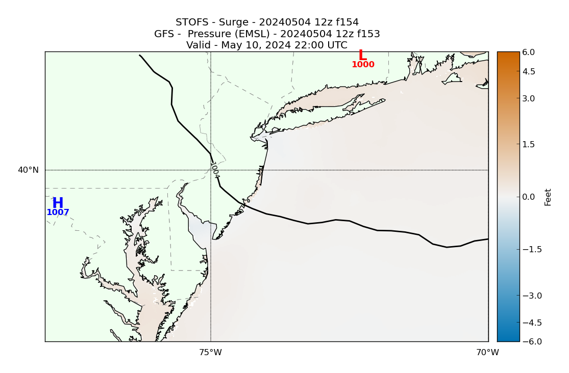 STOFS 154 Hour Storm Surge image (ft)